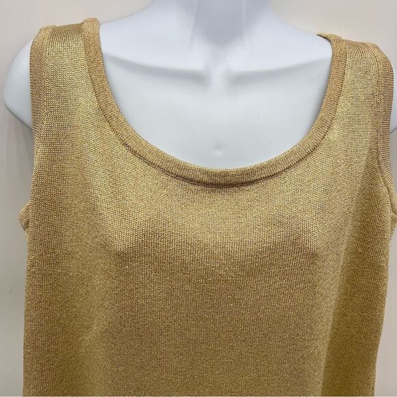 St. John Gold Metallic Santana Knit Tank Top w/Scoop Neck Women's Size M - Picture 4 of 7